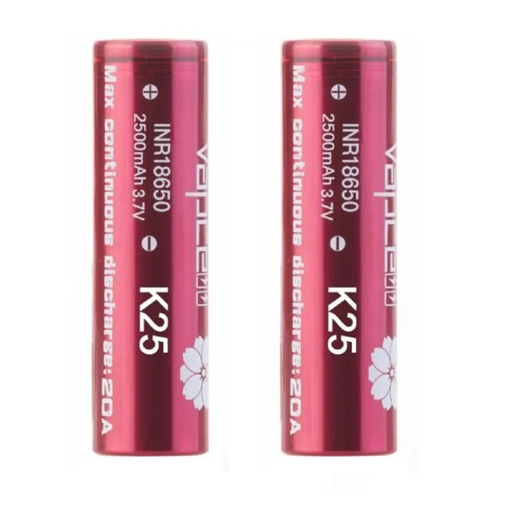 K25 18650 2500mAh Battery by Vapcell - Pack of 2